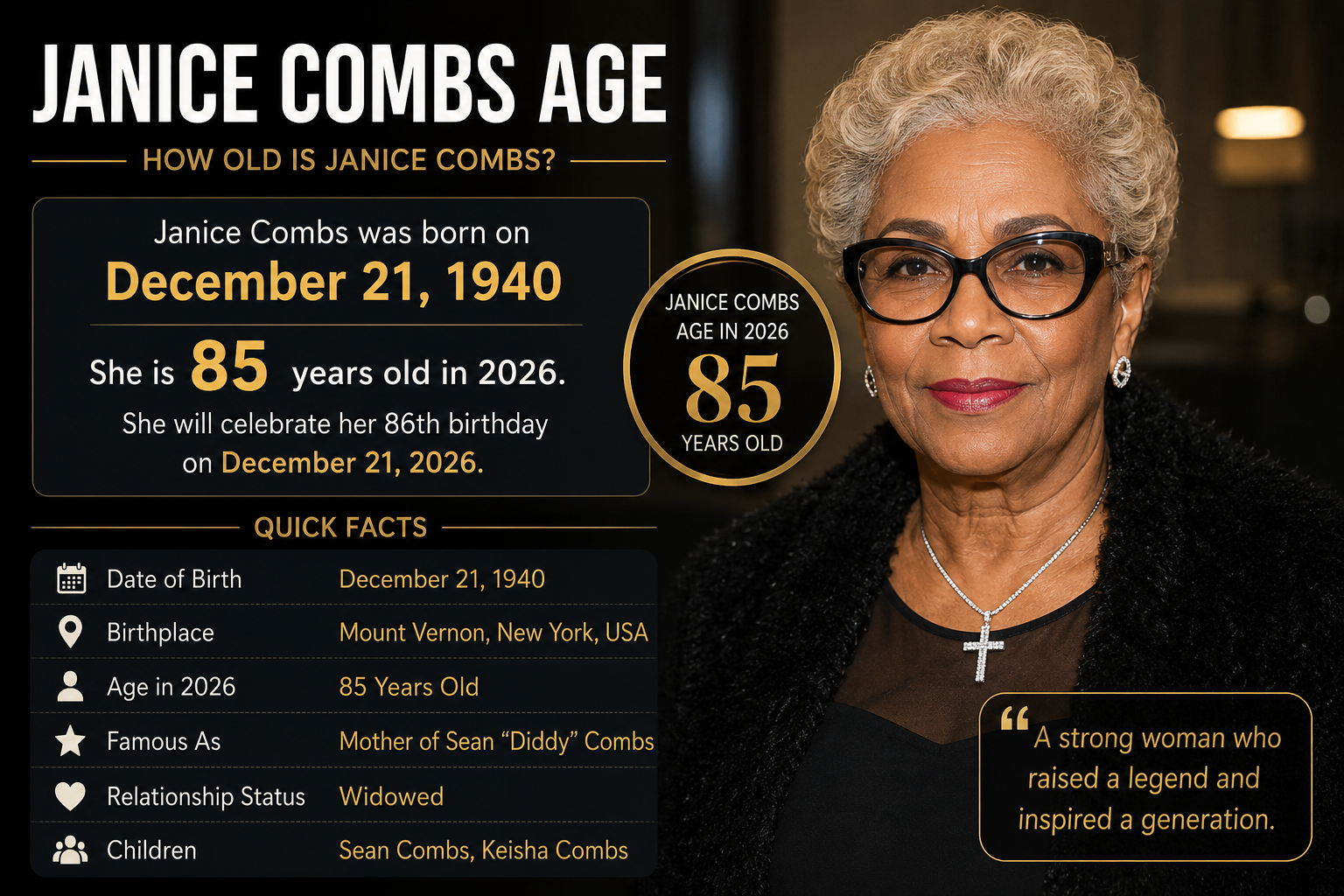 Janice Combs Age in 2026: The Inspiring Story Behind Diddy’s Mother